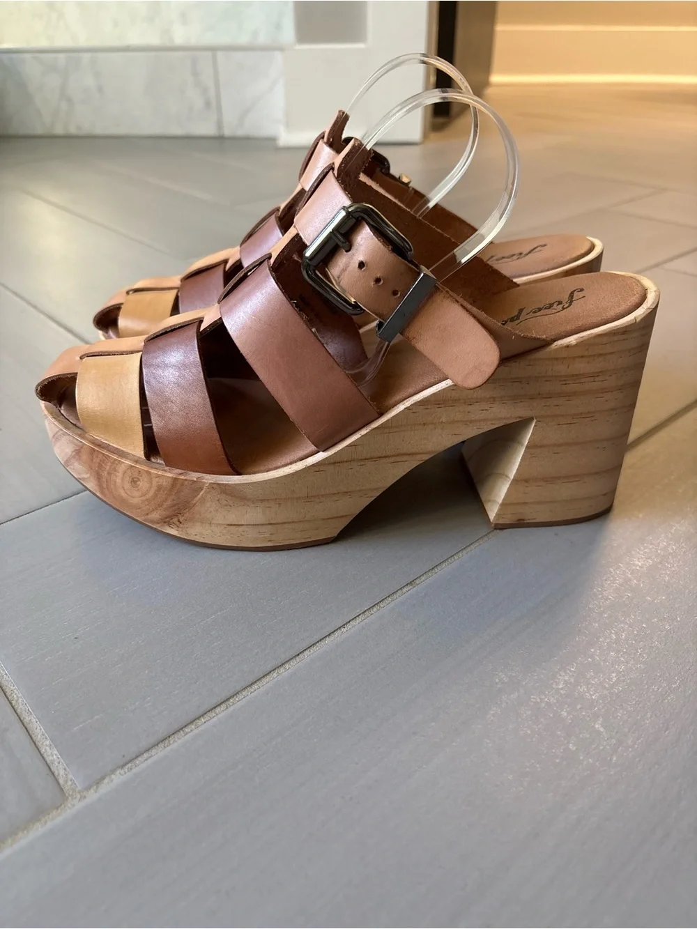 Free People Bellevue Clogs | Multi-Tone Brown Leather Platform Sandals